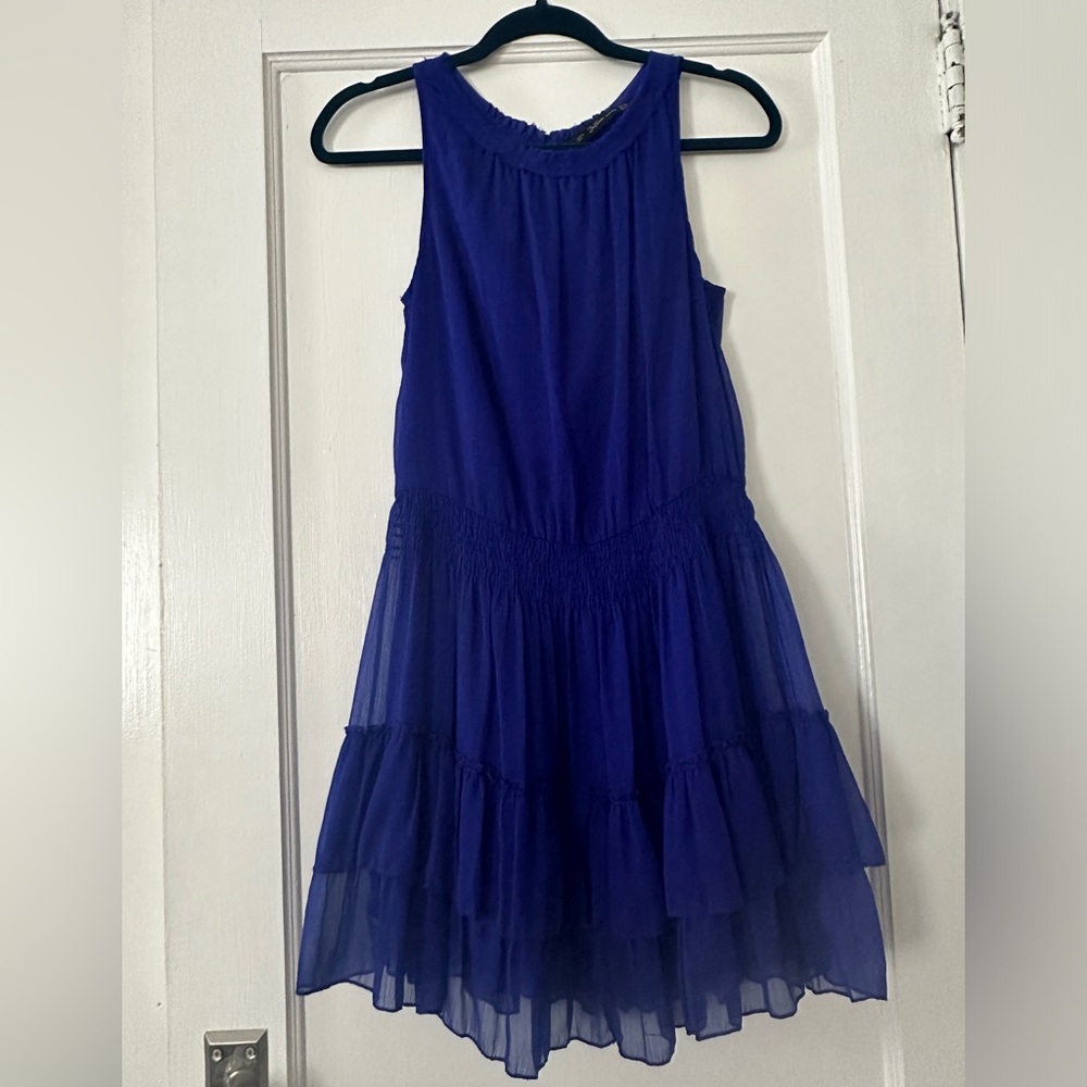Blue/purple above the knee ruffled chiffon dress size M